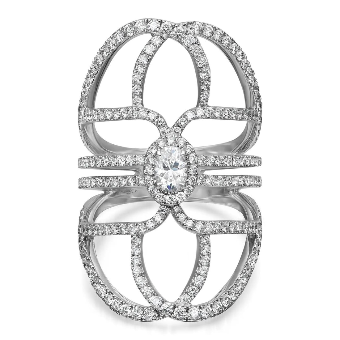 Messika 1.81Cttw Amazone Diamond Ring 18K White Gold Size 54 US 6.75: Messika 1.81Cttw Amazone Diamond Ring 18K White Gold Size 54 US 6.75 Make a stunning bold statement with the Messika New Amazone Diamond Ring. This exquisite piece features a wide band crafted from 18