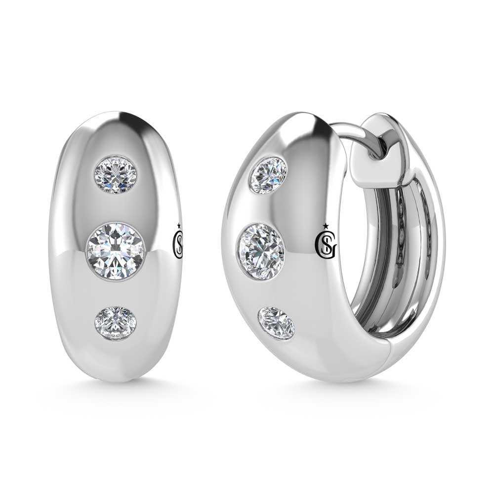 14K White Gold Diamond 1/5 Ct.Tw. Flush Setting High Polish Hoop Earrings: 14K White Gold Diamond 1/5 Ct.Tw. Flush Setting High Polish Hoop Earrings 14k White Gold Stone Color: G-h Stone Clarity: Si2 This item may take 2-5 weeks for shipping. PLEASE NOTE: Framed, Large, or h