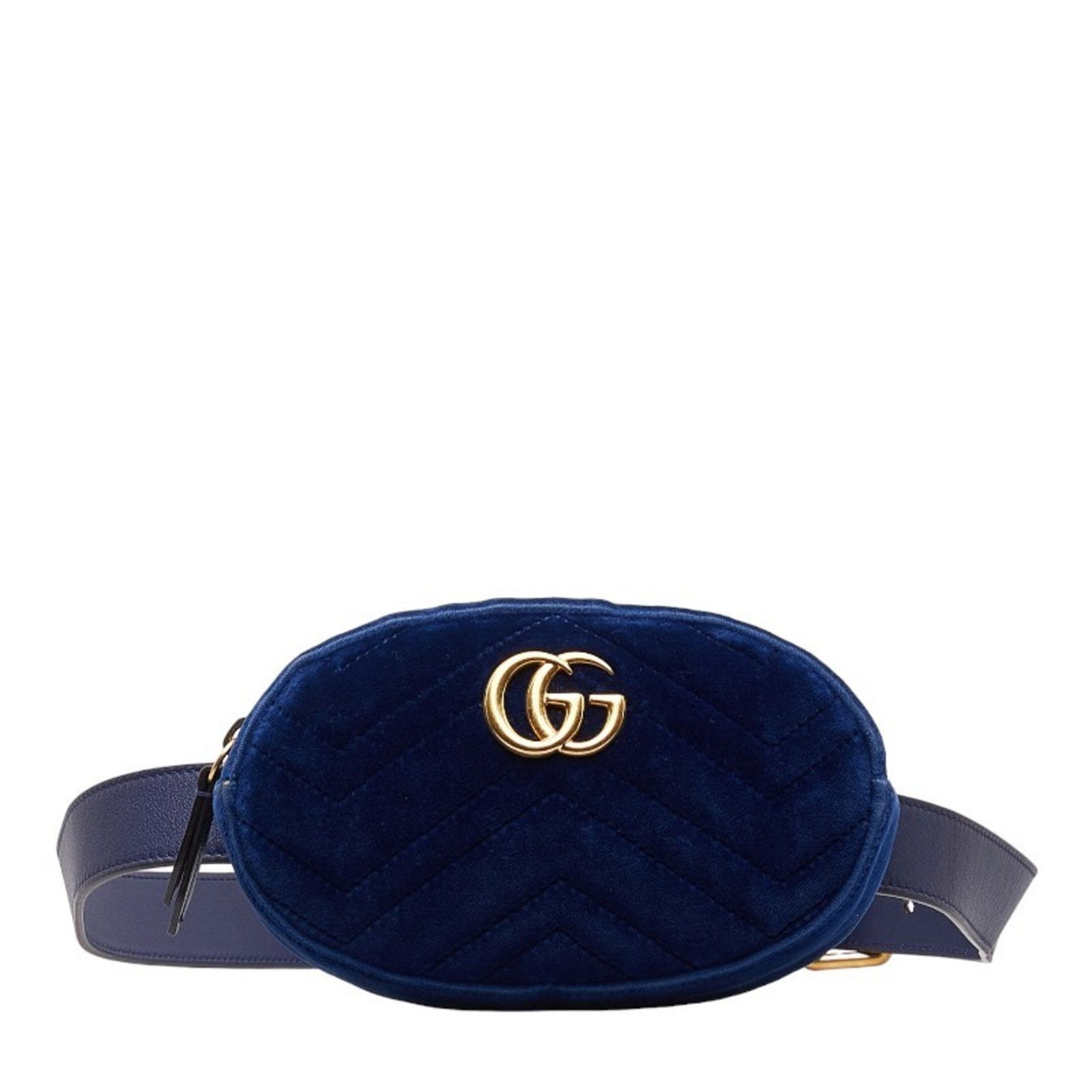 Gucci Marmont Navy Velvet Fanny Pack Stylish Belt Bag for Women: Gucci Marmont Navy Velvet Fanny Pack Stylish Belt Bag for Women This Gucci Marmont fanny pack is crafted from navy velvet, offering a chic and luxurious accessory for women. Made in Italy, it features