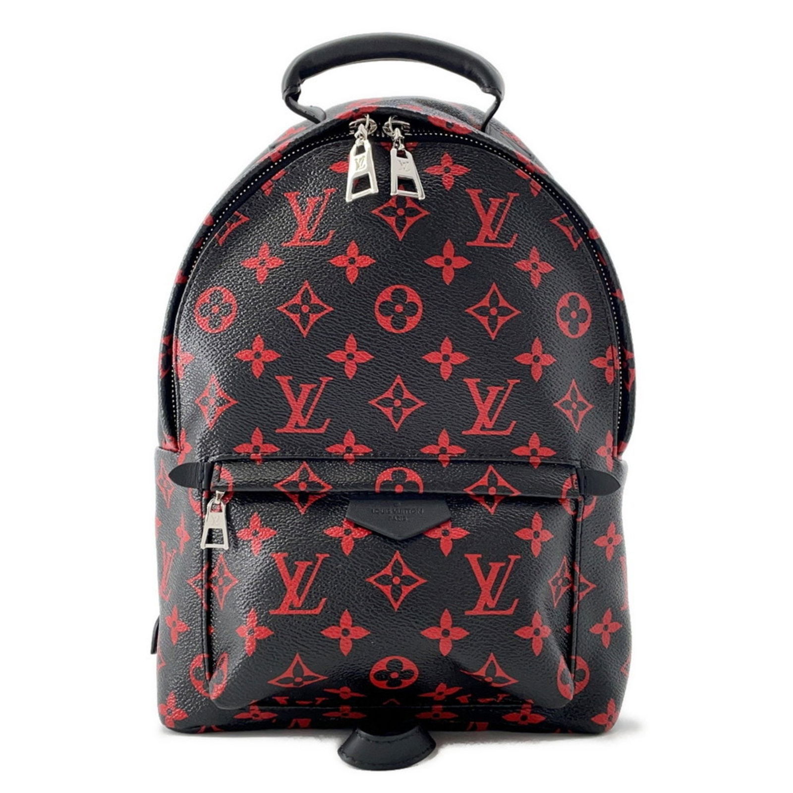 Louis Vuitton Palm Springs black canvas backpack 30cm: Louis Vuitton Palm Springs black canvas backpack 30cm This Louis Vuitton Palm Springs model is a unisex backpack crafted from black canvas. It features a compact design, made in France, and is detaile