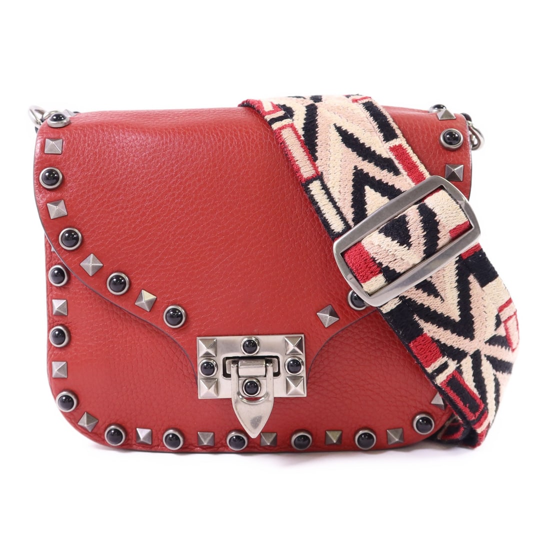 Valentino Red Calfskin Leather Shoulder Bag with SHW: Valentino Red Calfskin Leather Shoulder Bag with SHW This Valentino shoulder bag is crafted from high-quality calfskin leather, featuring a vibrant red exterior that exudes style and sophistication. T