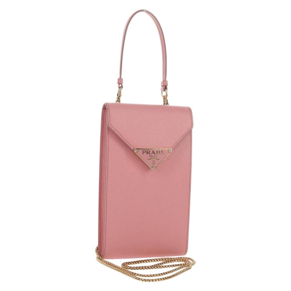 PRADA 1BP050 Pink Gold Leather Chain Shoulder Bag Auth Italy (1 of 18)