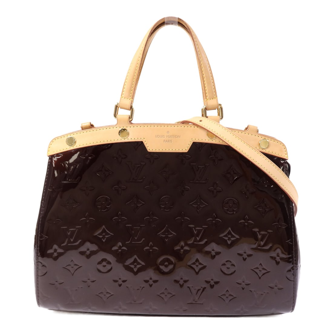 Louis Vuitton Brea MM Red Monogram Vernis Patent Leather Shoulder Satchel Bag: Louis Vuitton Brea MM Red Monogram Vernis Patent Leather Shoulder Satchel Bag This Louis Vuitton Brea MM 2 Way Bag features a striking red Monogram Vernis patent leather exterior and gold hardware. De