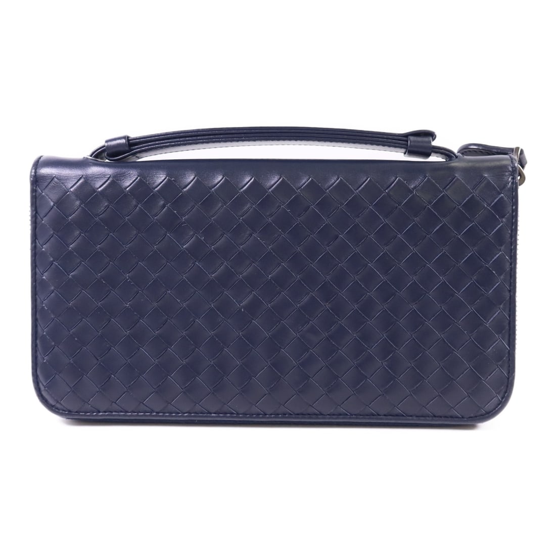 BOTTEGA VENETA Long Wallet Calfskin Leather Navy Blue Made in Italy (1 of 18)