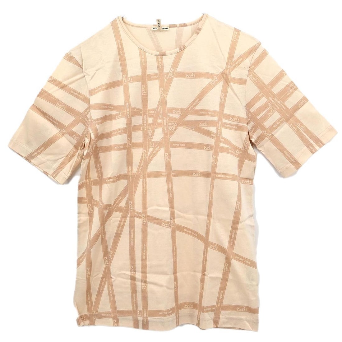 Hermes Beige Cotton Short Sleeve T-Shirt Size S: Hermes Beige Cotton Short Sleeve T-Shirt Size S This Hermes short sleeve T-shirt features a light beige color and a classic round neckline, offering a casual and comfortable fit. Made from 100% cotton