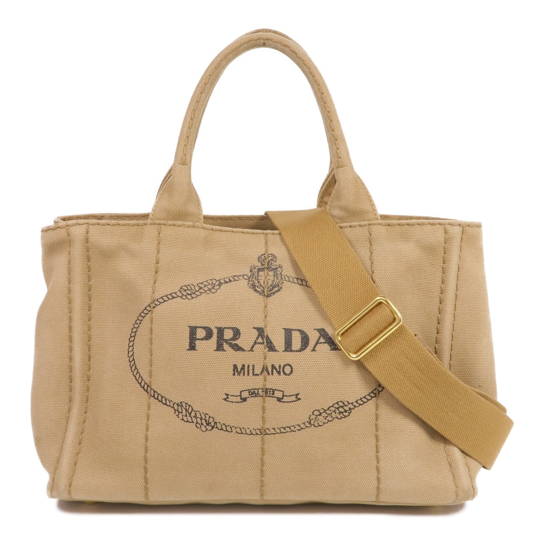 PRADA Canapa Tote Bag 2 Way Shoulder Bag BN2642 Brown Canvas (1 of 17)