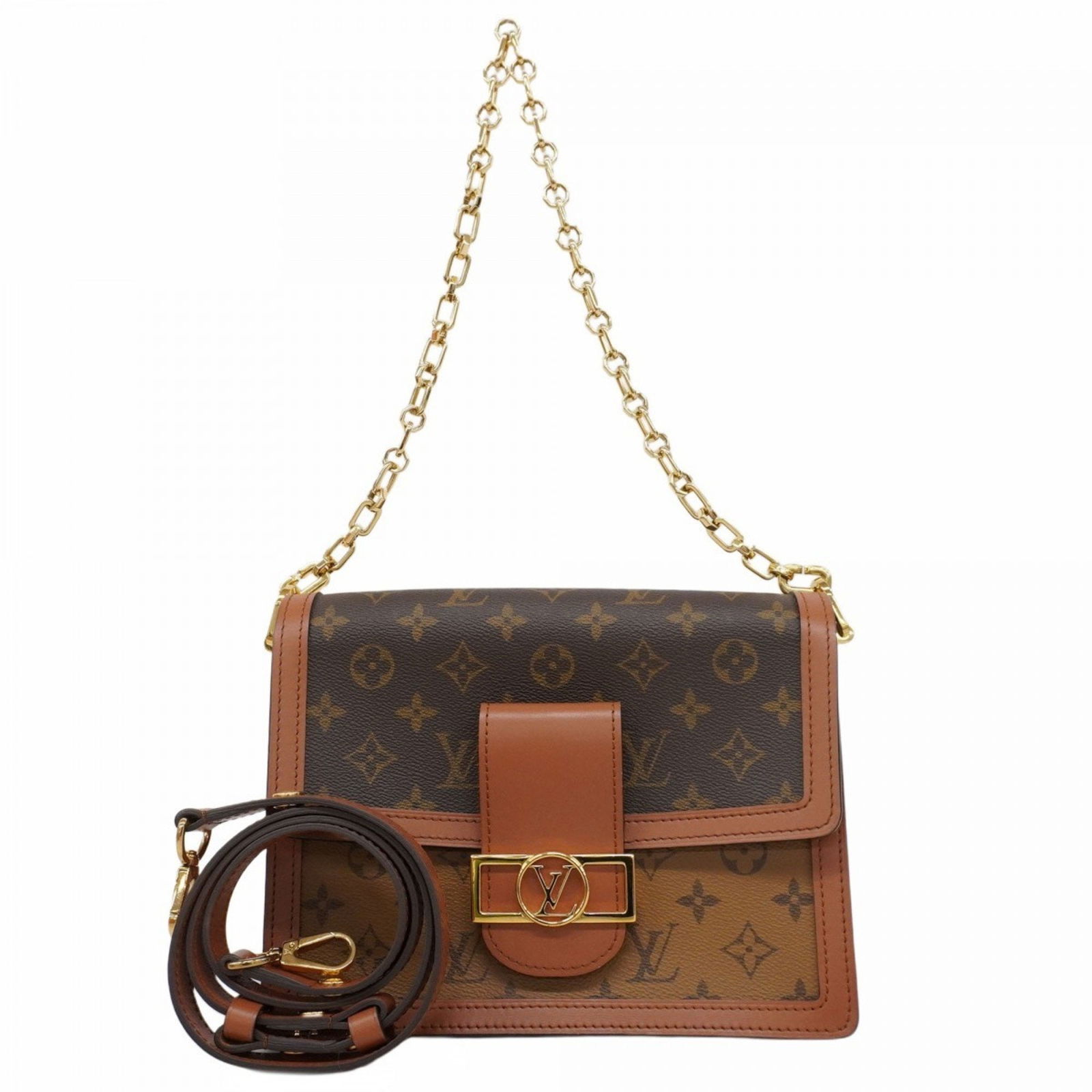 Dauphine Mm Canvas Shoulder Bag by Louis Vuitton Brown: Dauphine Mm Canvas Shoulder Bag by Louis Vuitton Brown The Louis Vuitton Dauphine MM is a stylish shoulder bag crafted from brown canvas. Designed for women, it features a spacious interior and showca