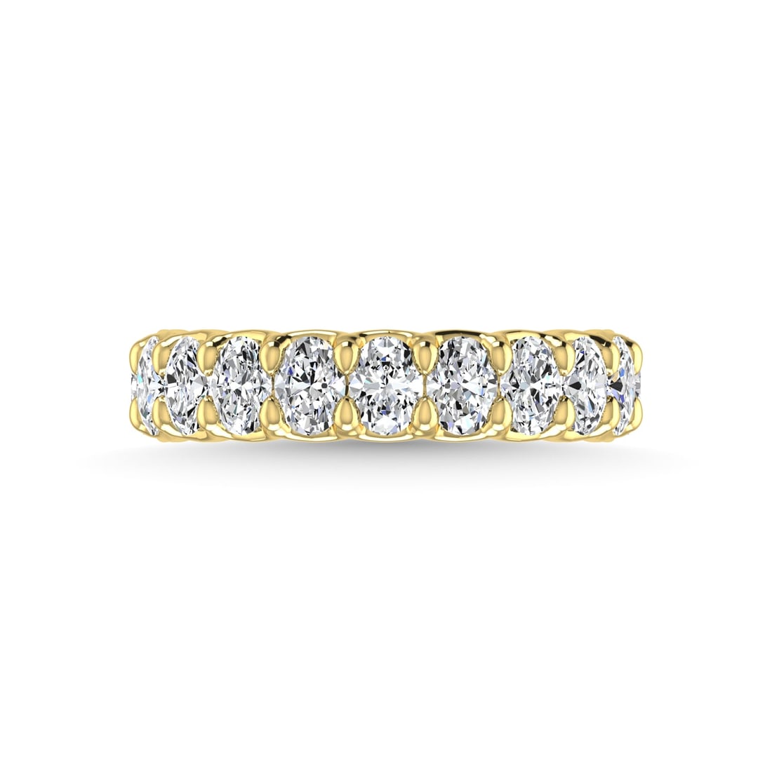 18K Yellow Gold 3 3/4 CT Tw. Oval Shape Diamond Three Forth Eternity Band: 18K Yellow Gold 3 3/4 CT Tw. Oval Shape Diamond Three Forth Eternity Band 18k Yellow Gold Stone Color: G-h Stone Clarity: Si This item may take 2-5 weeks for shipping. PLEASE NOTE: Framed, Large, or h