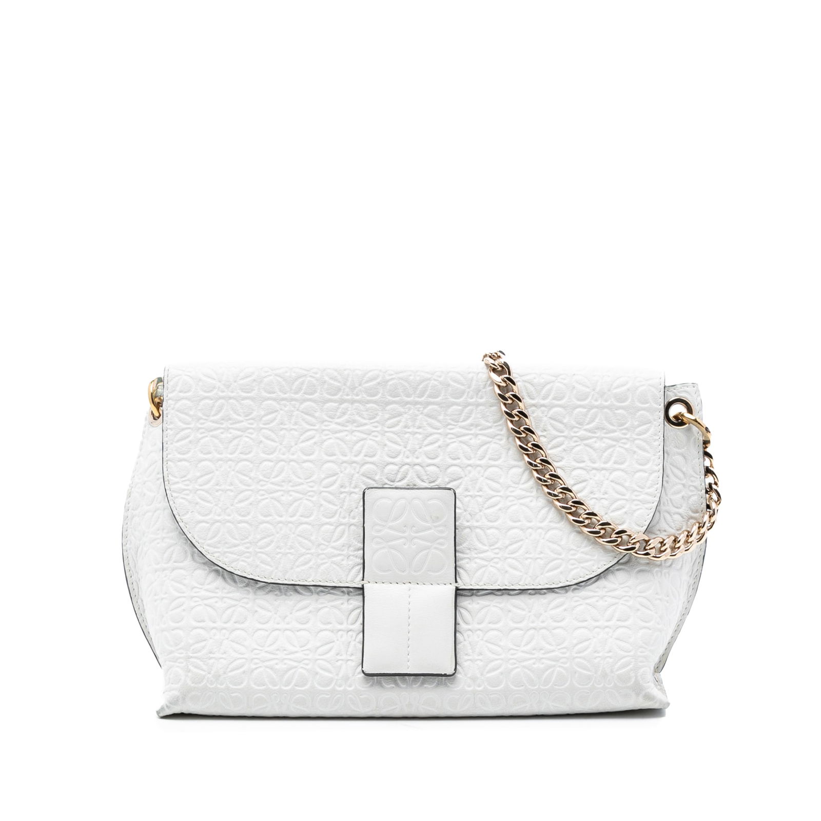 LOEWE Avenue Crossbody White Leather Bag with Embossed Anagram Pattern (1 of 7)