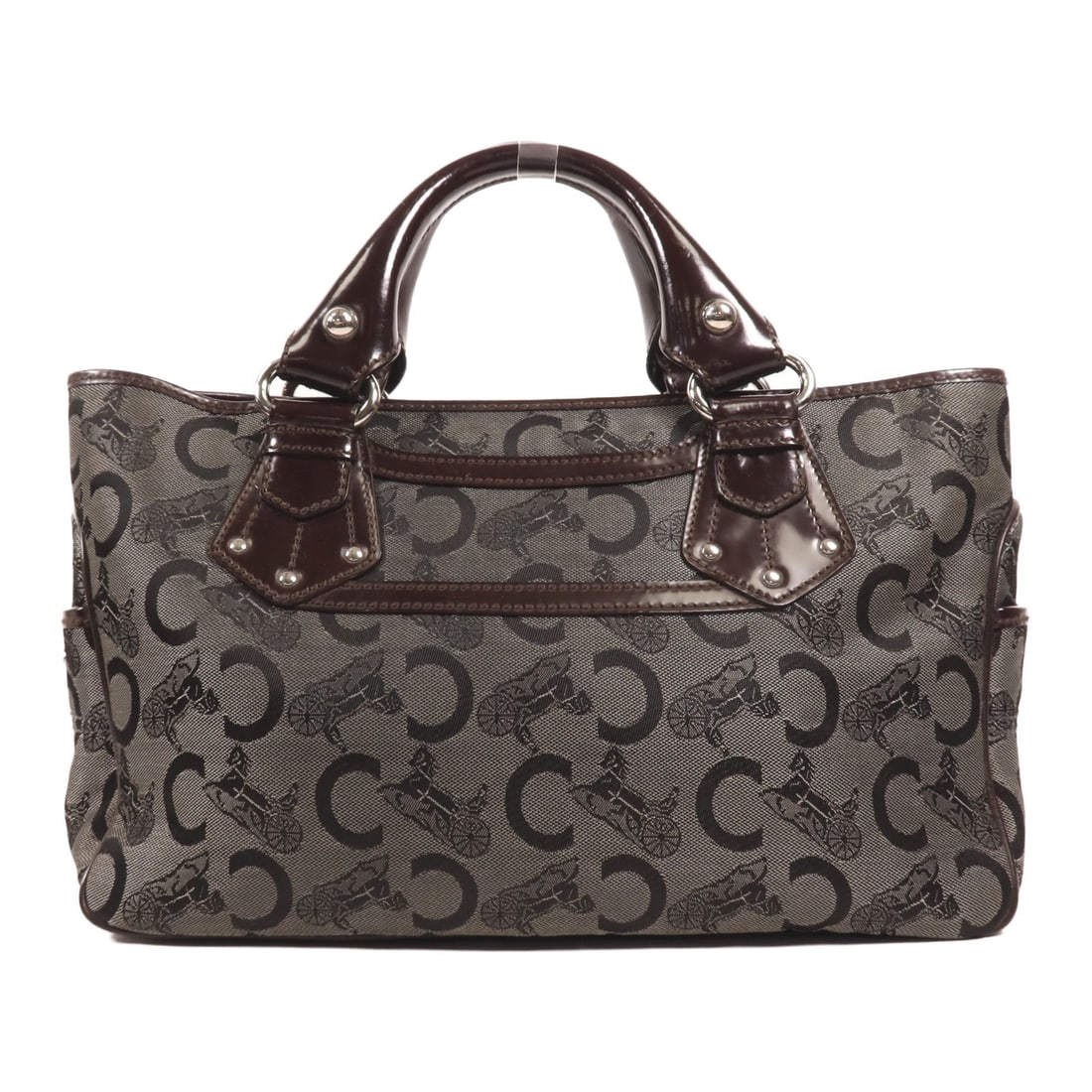 CELINE Boogie Handbag 134022CSS Canvas Grey Black Brown: CELINE Boogie Handbag 134022CSS Canvas Grey Black Brown Introducing the CELINE Boogie Handbag, a stylish accessory crafted from durable canvas. This handbag features a sophisticated combination of gre