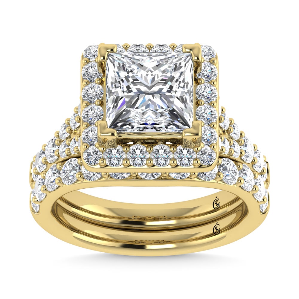 14K Yellow Gold 4 7/8 Ct.Tw. Lab Grown Diamond Bridal Ring (IGI Certified Center 3ct) (1 of 4)