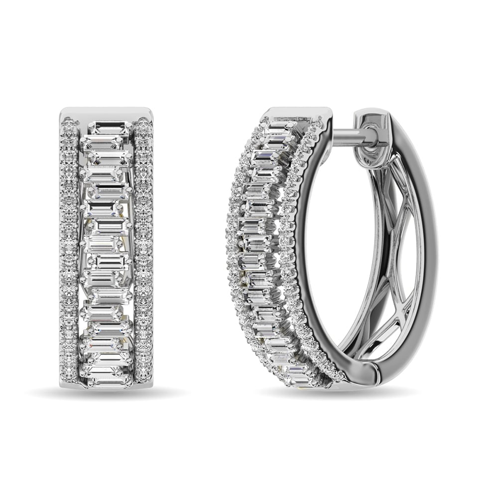 Diamond 1/2 Ct.Tw. Hoop Earrings in 14K White Gold: Diamond 1/2 Ct.Tw. Hoop Earrings in 14K White Gold 14k White Gold Stone Color: G-h Stone Clarity: I1 This item may take 2-5 weeks for shipping. PLEASE NOTE: Framed, Large, or heavy items do not have s