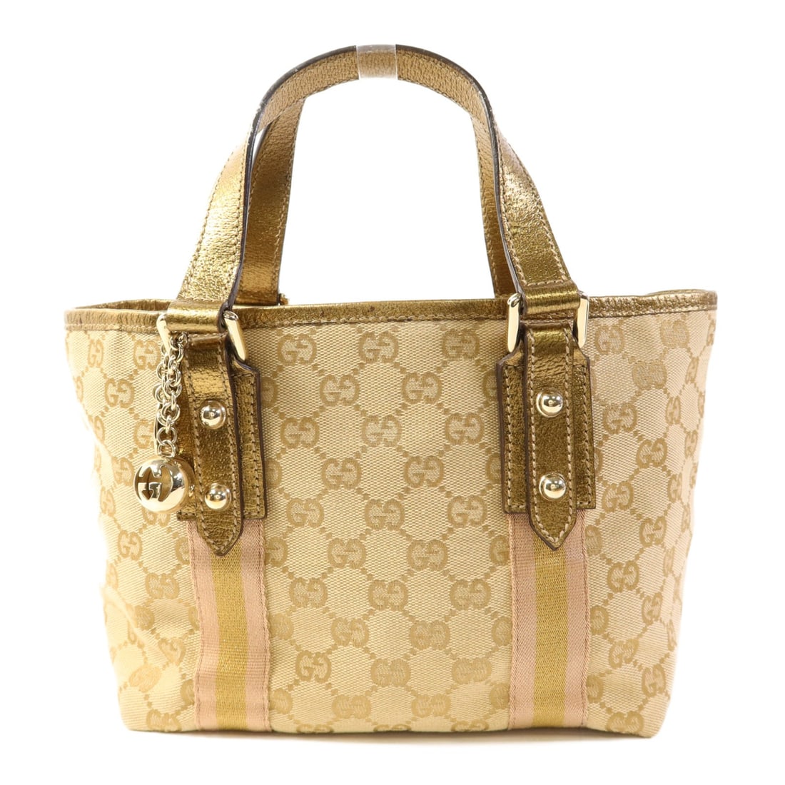 GUCCI GG Canvas Handbag with Gold Hardware 139261 (1 of 17)