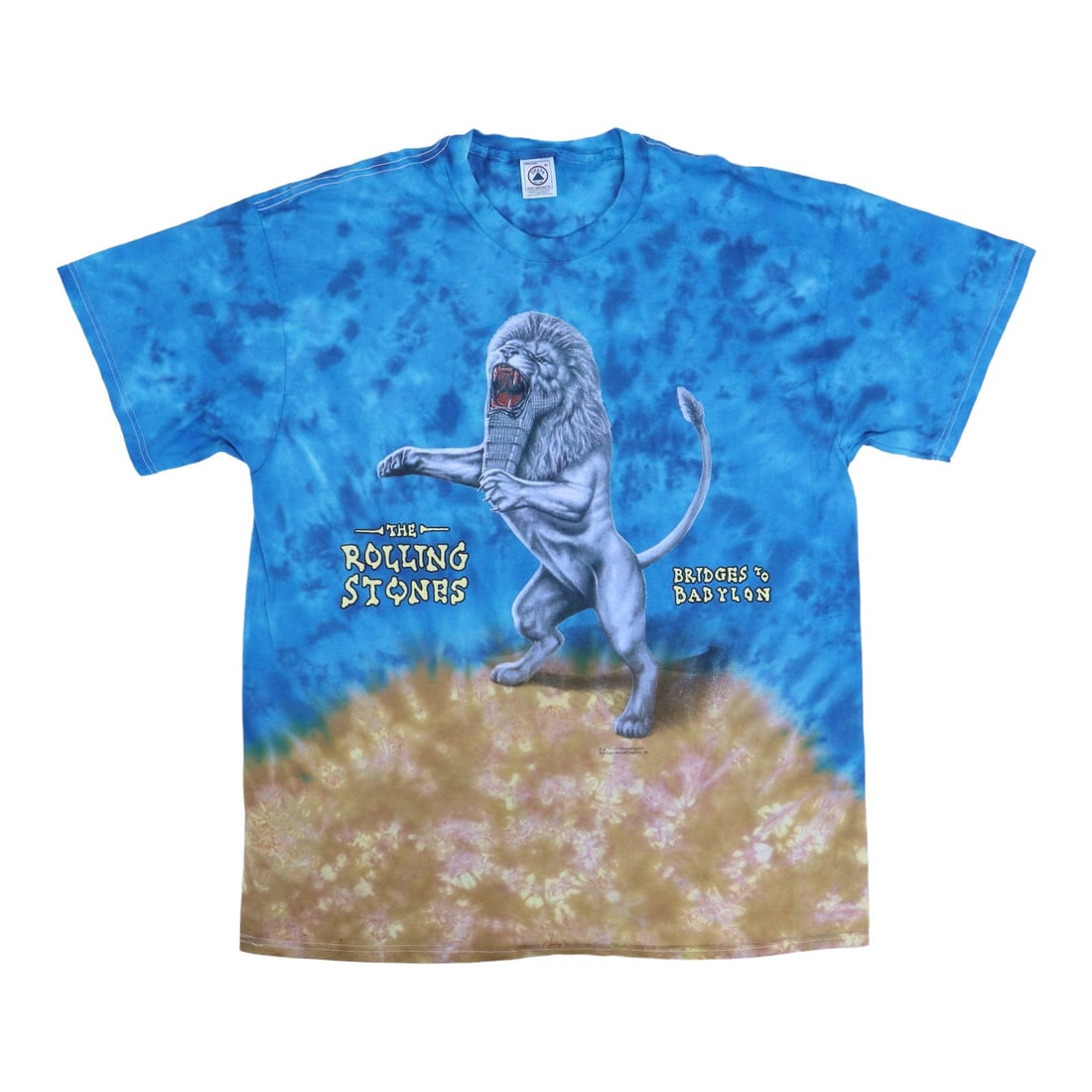 1997 tie dye concert tee featuring Bridges To Babylon graphics Rolling: 1997 tie dye concert tee featuring Bridges To Babylon graphics Rolling This is an original vintage 1997 Rolling Bridges To Babylon tie-dye tour shirt. Featuring both front and back graphics, this shir