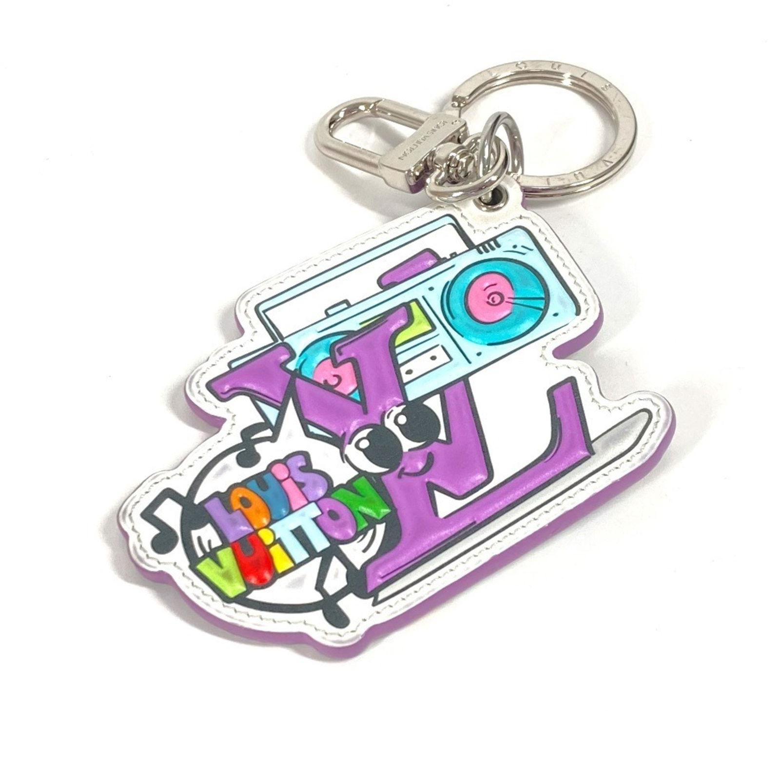 Multicolour Leather Key Holder Louis Vuitton Porte cles: Multicolour Leather Key Holder Louis Vuitton Porte cles This Louis Vuitton Porte cles is a multicolour leather accessory crafted in Italy. Designed to be unisex, it shows slight scratches and stains b