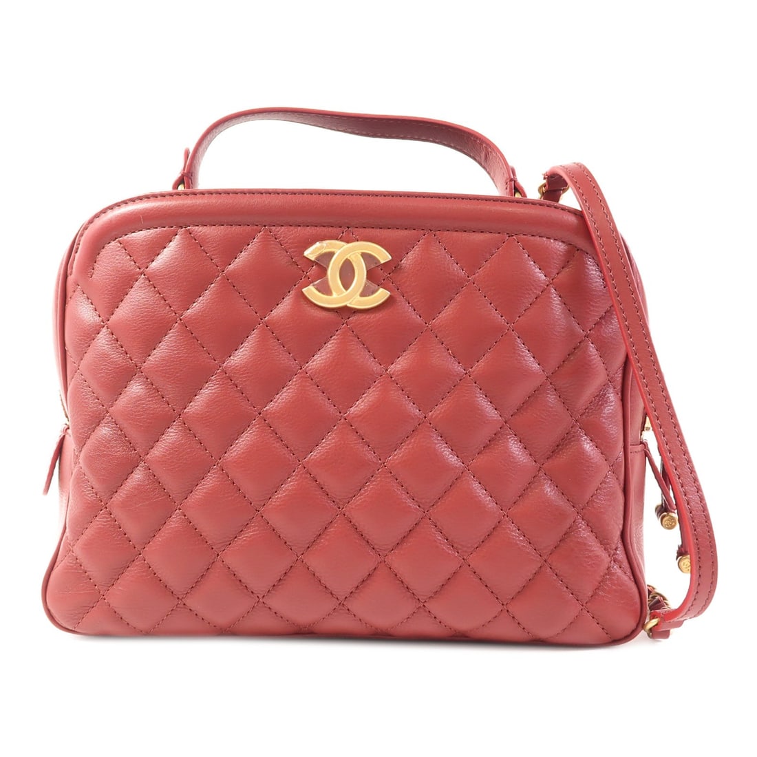 CHANEL CC Red Lambskin 2 Way Shoulder Bag AS7960 GHW (1 of 14)