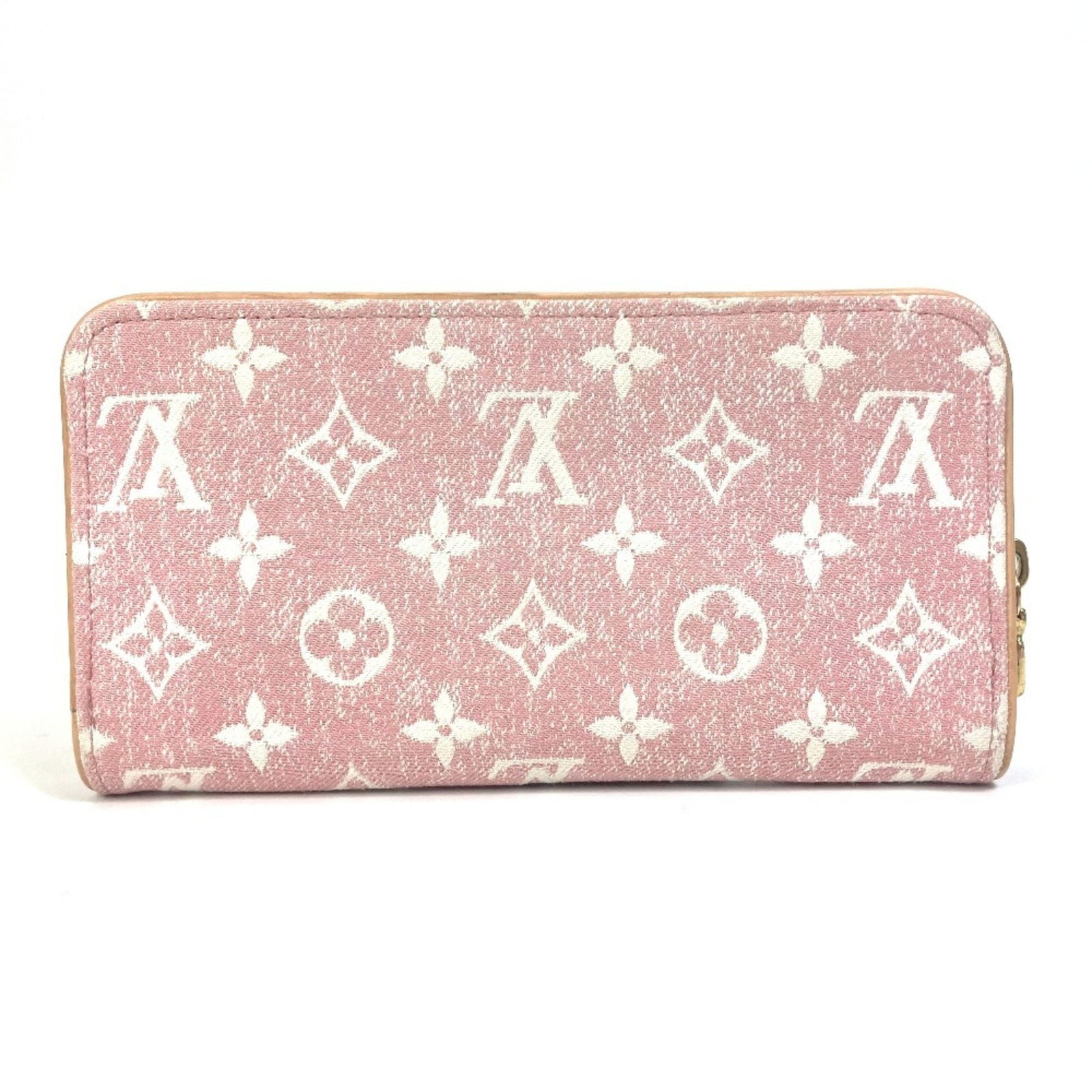 Pink Denim Zippy Wallet by Louis Vuitton for Women: Pink Denim Zippy Wallet by Louis Vuitton for Women This Louis Vuitton Zippy wallet features a pink denim exterior and is designed for women. It is crafted in Spain and offers a spacious interior. The