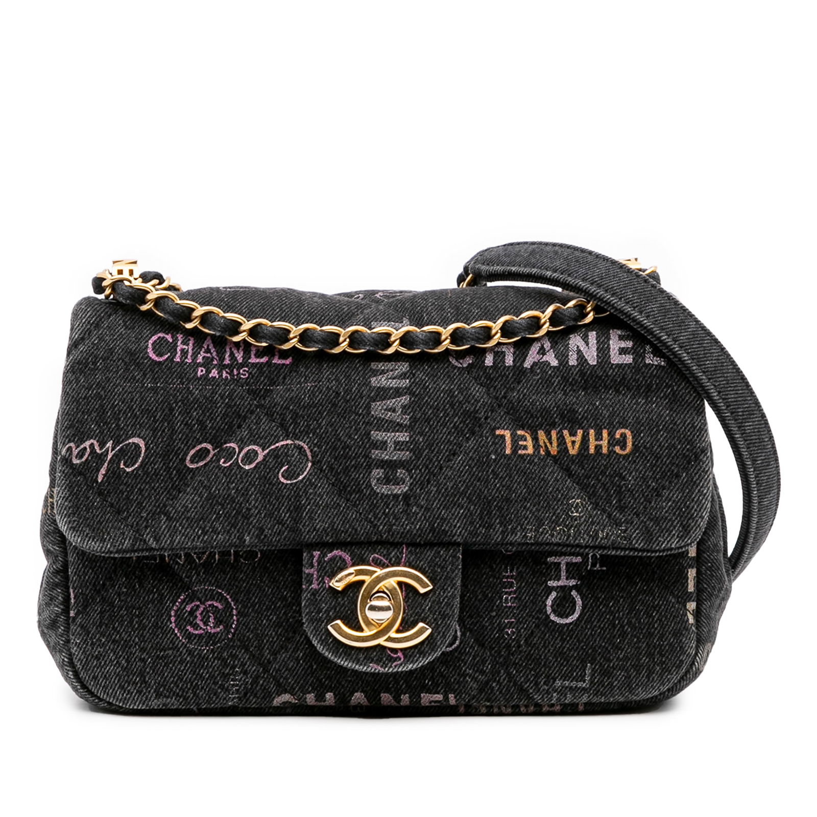 Chanel Mini Rectangular Quilted Denim Crossbody Bag Gray: Chanel Mini Rectangular Quilted Denim Crossbody Bag Gray This Chanel Mini Rectangular Quilted Denim Mood Flap crossbody bag features a stylish quilted denim body and a denim woven chain strap with a s
