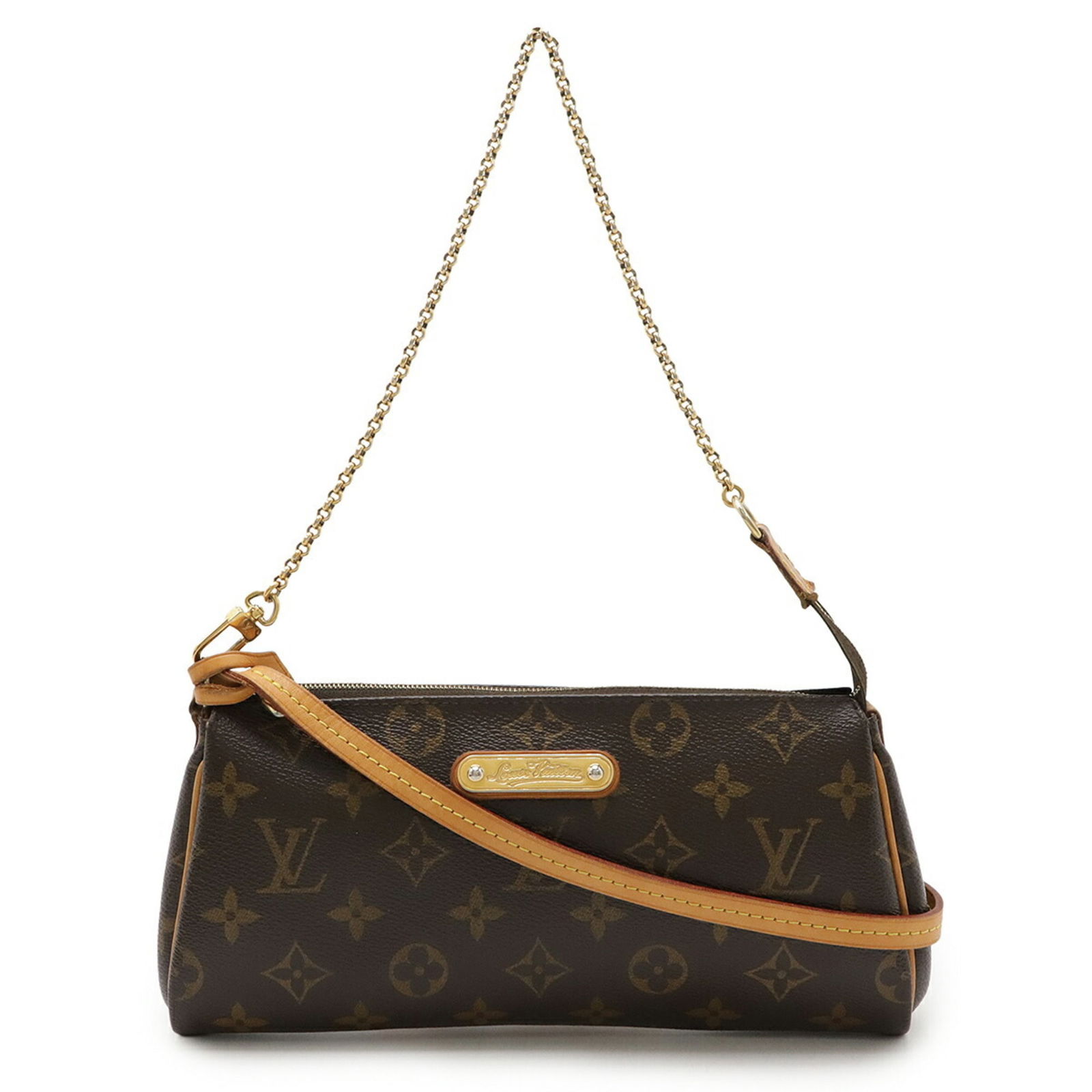 Louis Vuitton Eva Brown Canvas Shoulder Bag France: Louis Vuitton Eva Brown Canvas Shoulder Bag France The Louis Vuitton Eva is a stylish women's clutch crafted from brown canvas. Made in France, this bag features a compact design with a secure closure