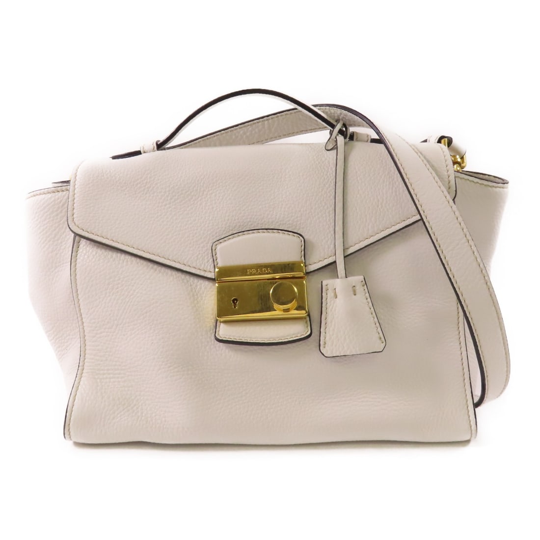 PRADA 2-Way Shoulder Bag BT0962 White Calfskin Leather GHW (1 of 14)