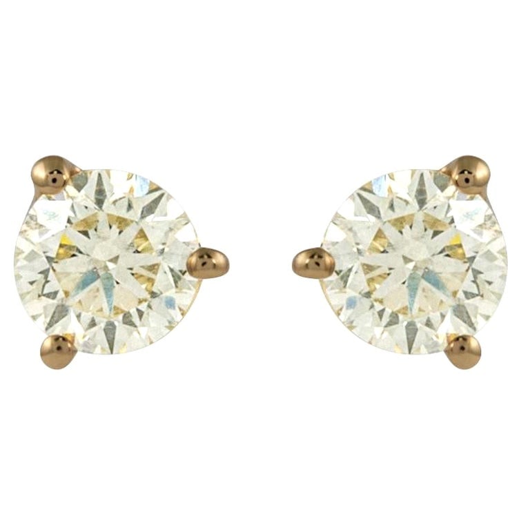 0.79ct Round Diamond Stud Earrings in 18k Yellow Gold GIA Appraised (1 of 4)
