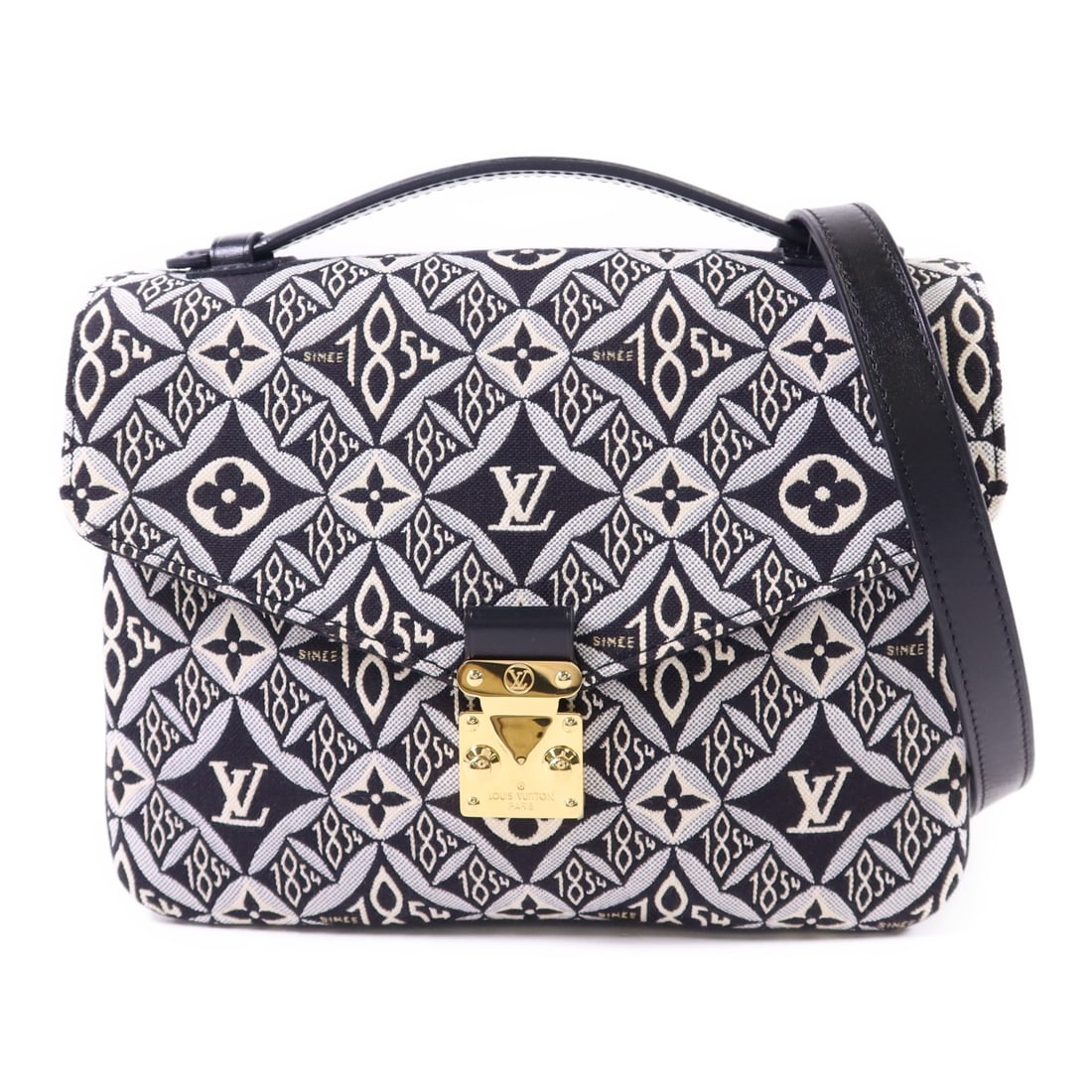 LOUIS VUITTON Pochette Metis MM 2 Way Shoulder Bag Black White: LOUIS VUITTON Pochette Metis MM 2 Way Shoulder Bag Black White This Louis Vuitton 2 Way Shoulder Bag in a classic Black and White color scheme is a versatile and stylish accessory. Crafted from durabl