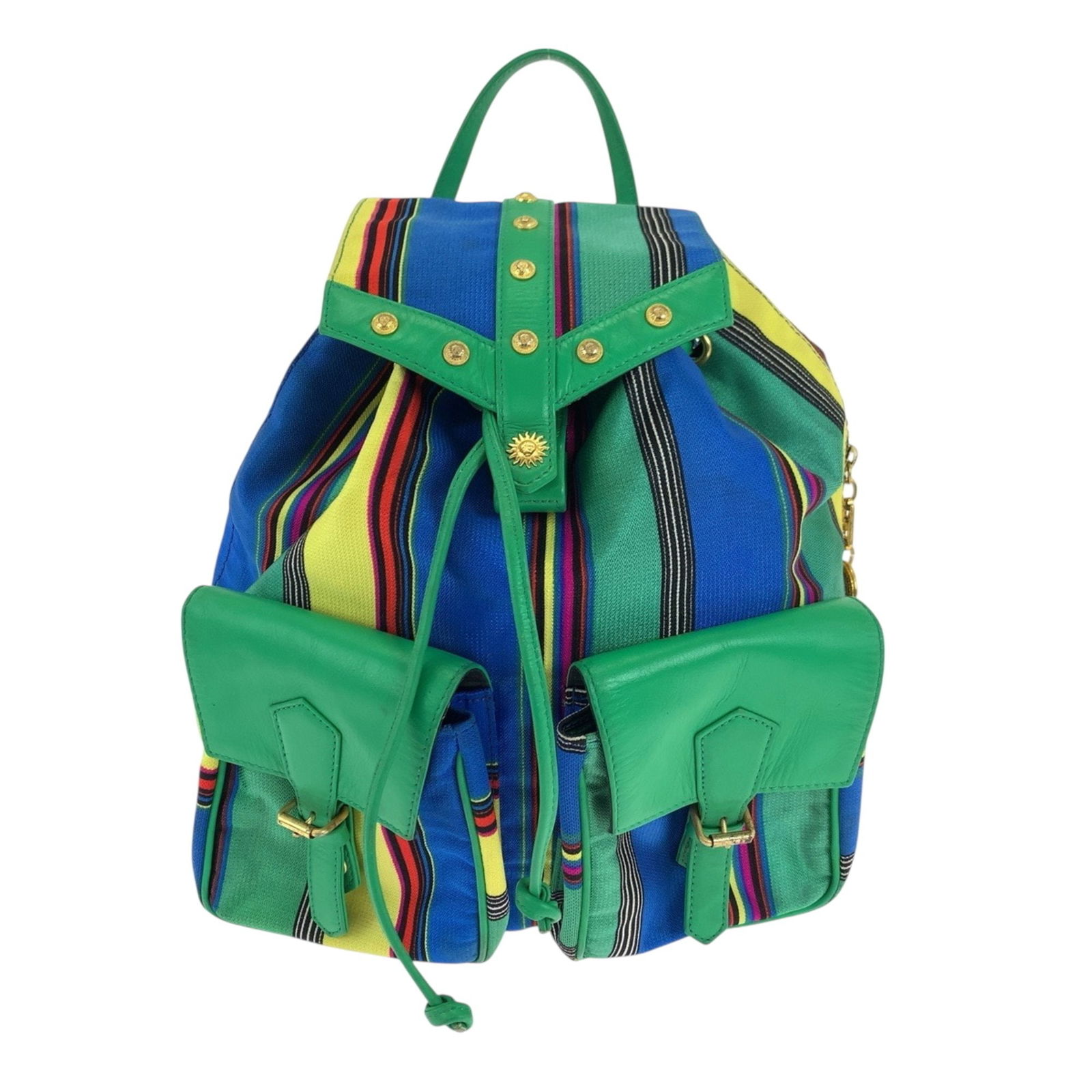 Multicolour Canvas Tote by Versace Italy 35cm x 30cm x 12.5cm: Multicolour Canvas Tote by Versace Italy 35cm x 30cm x 12.5cm This Versace women's bag features a multicolour canvas exterior and is crafted in Italy. It offers a spacious interior and displays minor