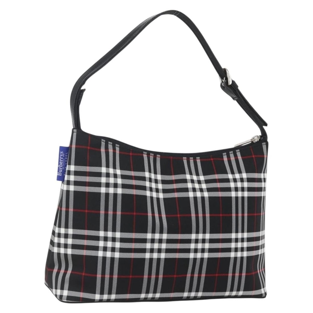 Burberry Blue Label Nova Check Black Nylon Shoulder Bag from Japan: Burberry Blue Label Nova Check Black Nylon Shoulder Bag from Japan This Burberry Nova Check Blue Label shoulder bag features a classic black and silver design. Crafted from durable nylon, it offers a