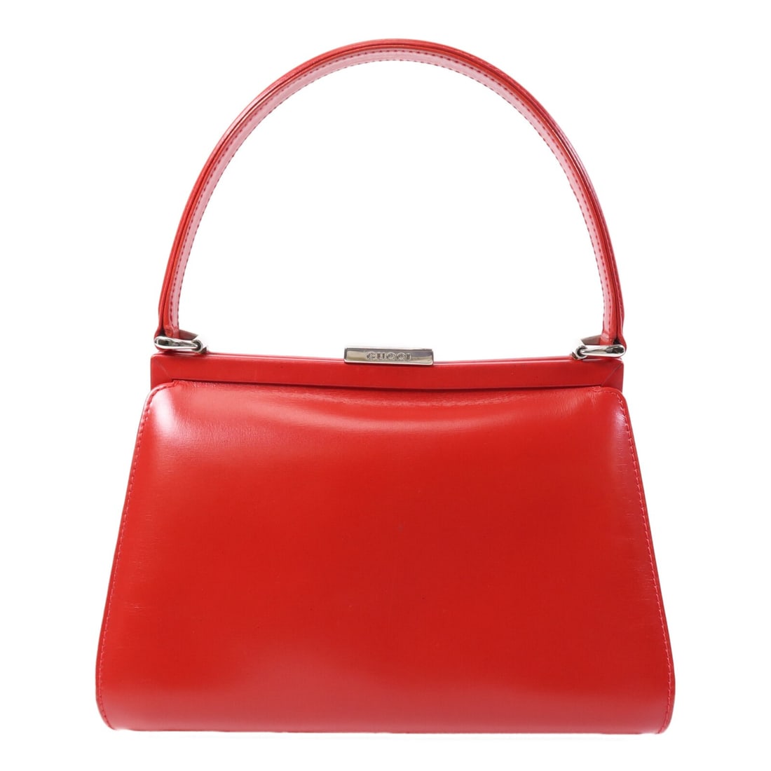 GUCCI GG Vintage Handbag Red Calfskin Leather Italy (1 of 14)