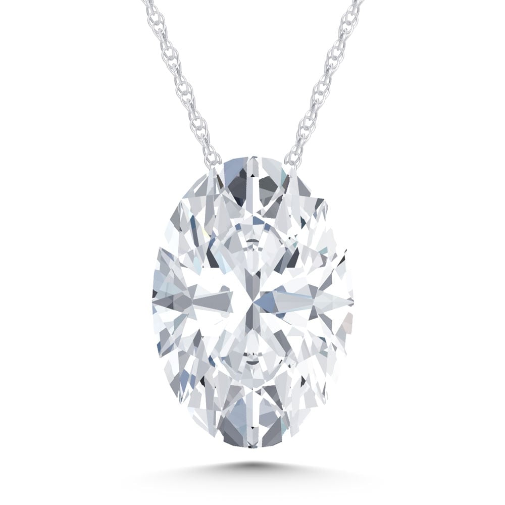14K White Gold Lab Grown Diamond 1 Ct.Tw. Oval Shape Slider Pendant: 14K White Gold Lab Grown Diamond 1 Ct.Tw. Oval Shape Slider Pendant Sleek 14K white gold slider pendant featuring lab-grown diamonds totaling 1 carat total weight in an elegant oval shape. 14k White G