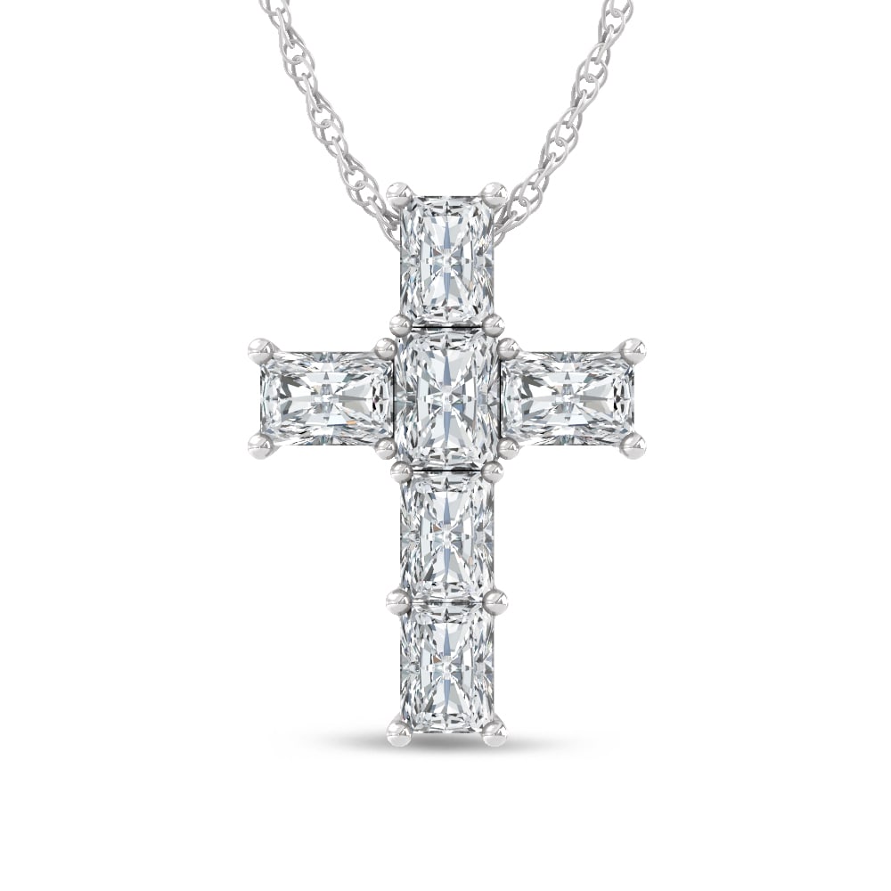 14K White Gold Lab Grown Diamond 1 Ct.Tw. Cross Pendant: 14K White Gold Lab Grown Diamond 1 Ct.Tw. Cross Pendant Crafted in luminous 14K white gold, this cross pendant sparkles with lab-grown diamonds totaling 1 carat total weight. 14k White Gold Stone Colo