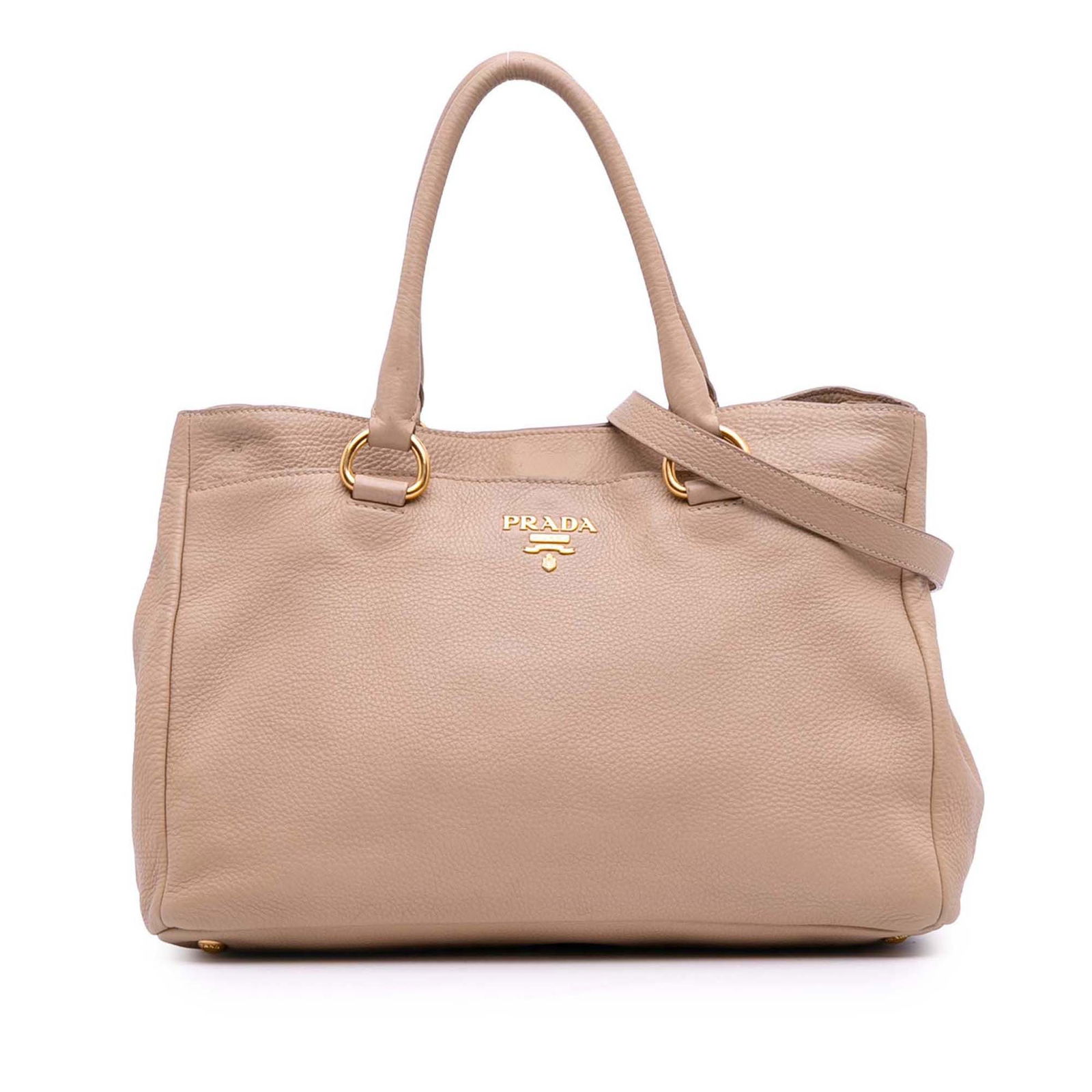 Prada Vitello Daino Brown Leather Open Convertible Tote Bag: Prada Vitello Daino Brown Leather Open Convertible Tote Bag The Prada Vitello Daino Open Convertible Tote is a stylish and versatile satchel crafted from high-quality leather. It features rolled leath