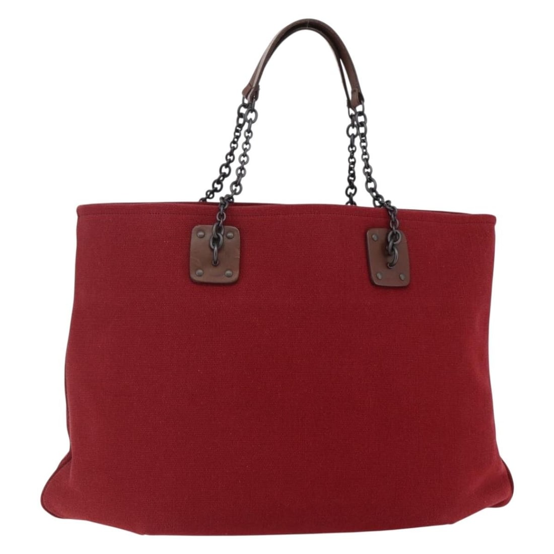 Bottega Veneta Red Canvas Chain Tote Bag Made in Italy: Bottega Veneta Red Canvas Chain Tote Bag Made in Italy This elegant Bottega Veneta Chain Tote Bag is crafted from high-quality canvas and showcases a striking red exterior, perfect for adding a pop of