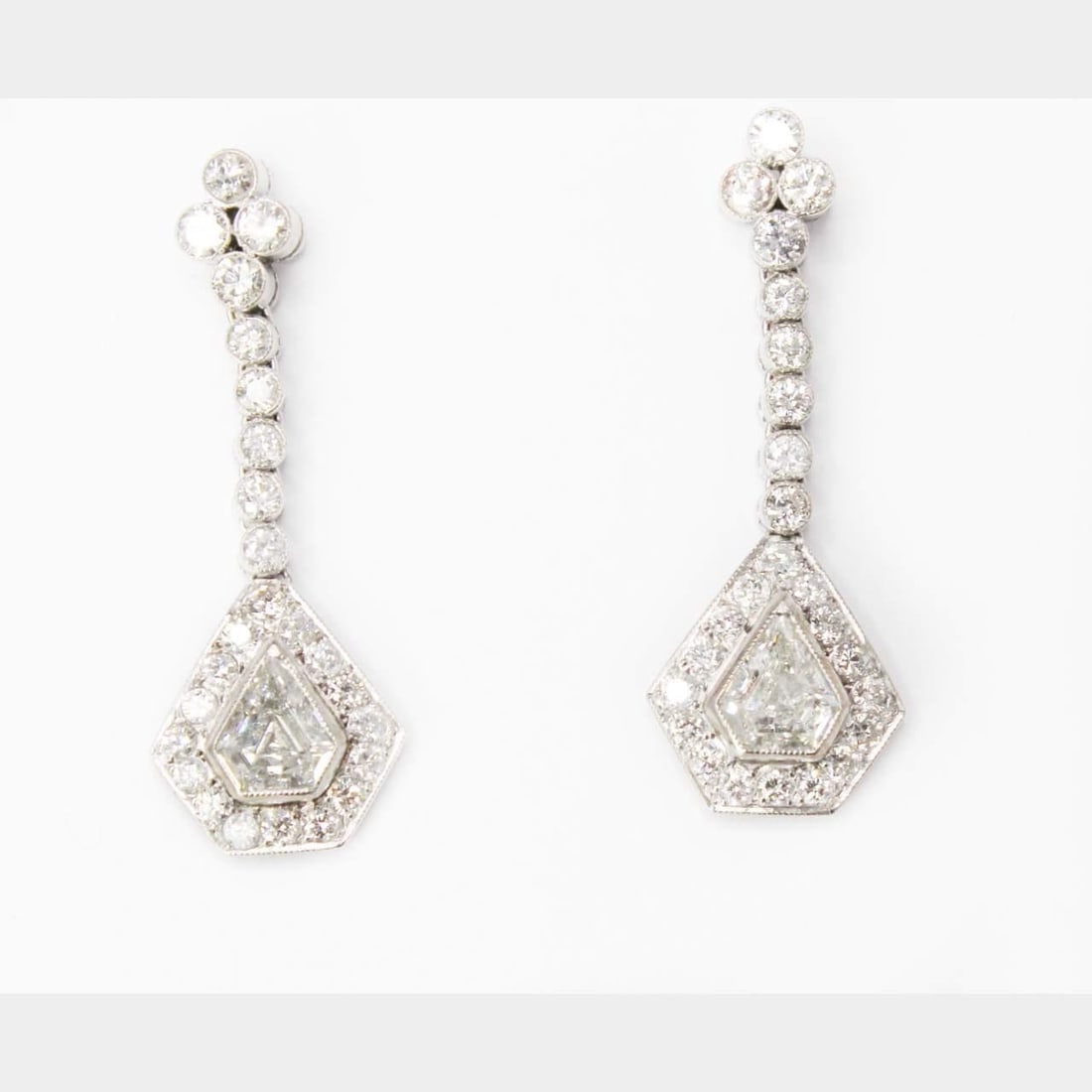 4.20 Ct Platinum Diamond Earrings G-H SI1-SI2 Quality (1 of 3)