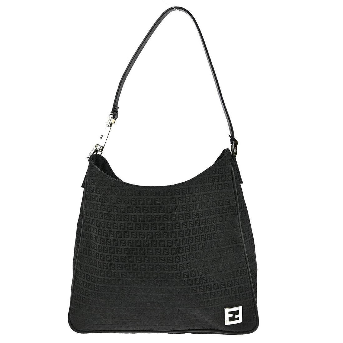 Fendi Zucchino Black Canvas Small Handbag Model 2321.8BR169.039: Fendi Zucchino Black Canvas Small Handbag Model 2321.8BR169.039 This Fendi Zucchino handbag features a classic black canvas exterior with the iconic Fendi logo pattern. Designed with a top handle in b