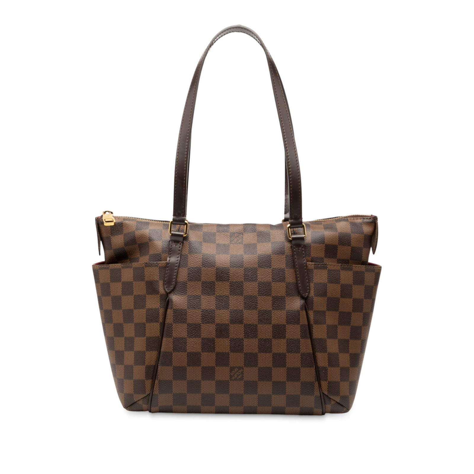 Louis Vuitton Damier Ebene Totally PM Brown Canvas Handbag: Louis Vuitton Damier Ebene Totally PM Brown Canvas Handbag The Louis Vuitton Damier Ebene Totally PM is a stylish and practical handbag crafted from durable damier ebene canvas with elegant leather tr