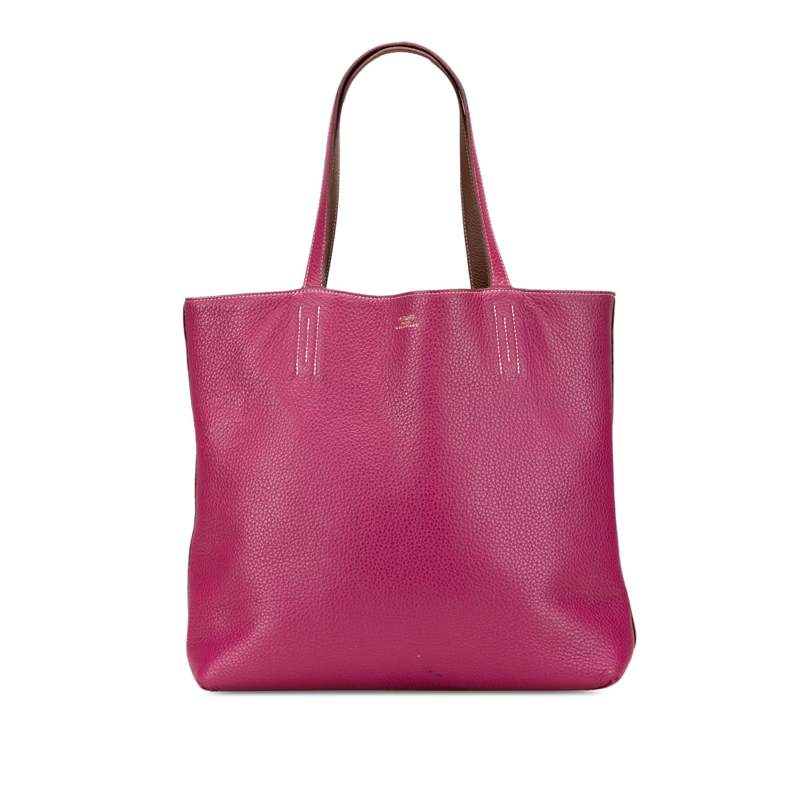 Hermes Clemence Double Sens 36 Reversible Leather Tote Pink: Hermes Clemence Double Sens 36 Reversible Leather Tote Pink The Hermes Clemence Double Sens 36 Tote Bag is a stylish and versatile accessory featuring a reversible leather body, allowing for two disti