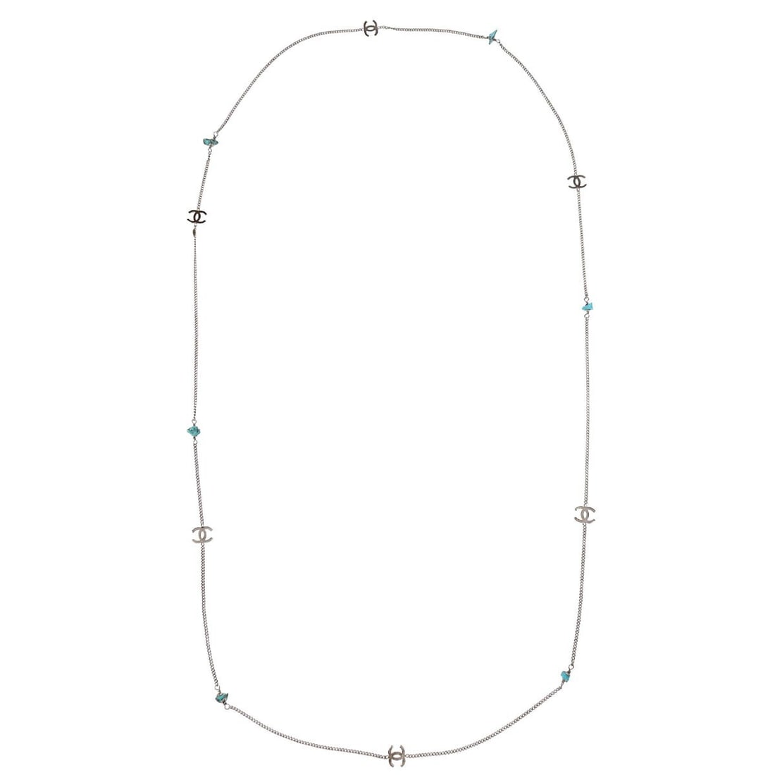 Chanel 97A Silver Plated Chain Necklace Stylish Accessory: Chanel 97A Silver Plated Chain Necklace Stylish Accessory This stylish Chanel Chain Necklace features a sleek silver-plated design, making it a versatile accessory for any outfit. The necklace is in v