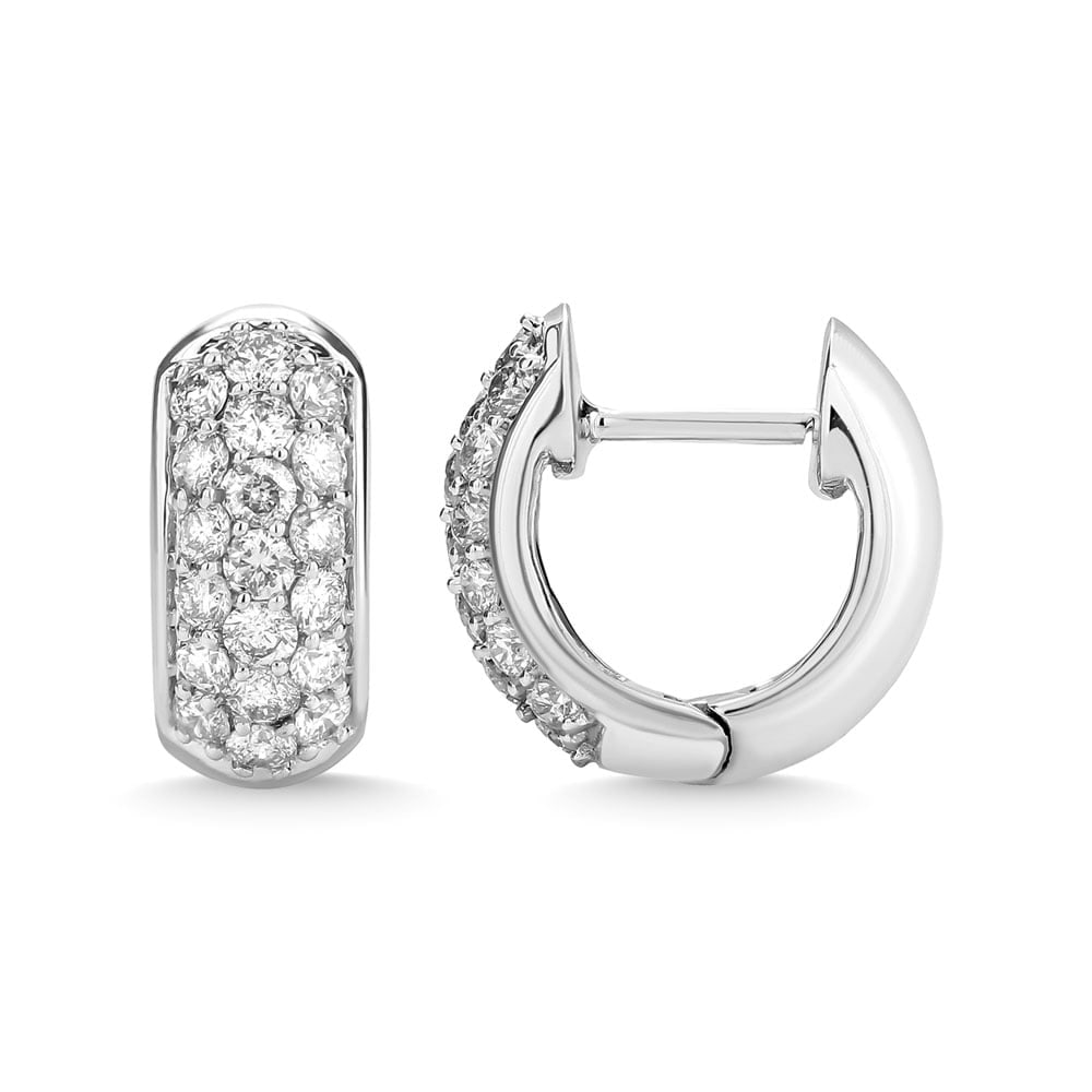 Diamond 3/4 Ct.Tw. Hoop Earrings in 14K White Gold: Diamond 3/4 Ct.Tw. Hoop Earrings in 14K White Gold 14k White Gold Stone Color: G-h Stone Clarity: I2 This item may take 2-5 weeks for shipping. PLEASE NOTE: Framed, Large, or heavy items do not have s