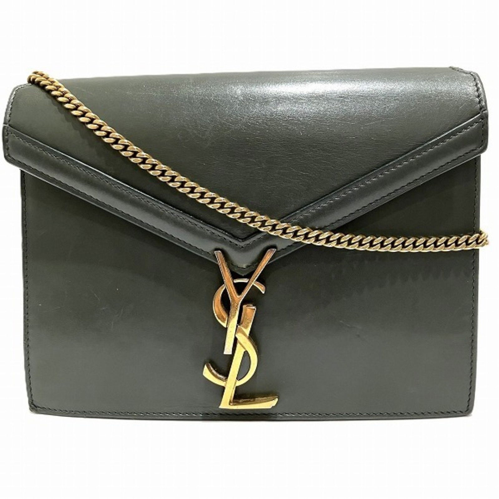 Khaki Leather Cassandra Bag by Saint Laurent France 16cm x 21.5cm x 5cm (1 of 1)