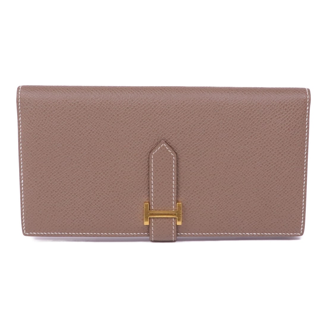 HERMES Bearn Soufflet Long Wallet Veau Epsom Leather Gray GHW: HERMES Bearn Soufflet Long Wallet Veau Epsom Leather Gray GHW Introducing the HERMES Bearn Soufflet Long Wallet, a sophisticated bifold purse crafted from high-quality Veau Epsom leather in a chic gra