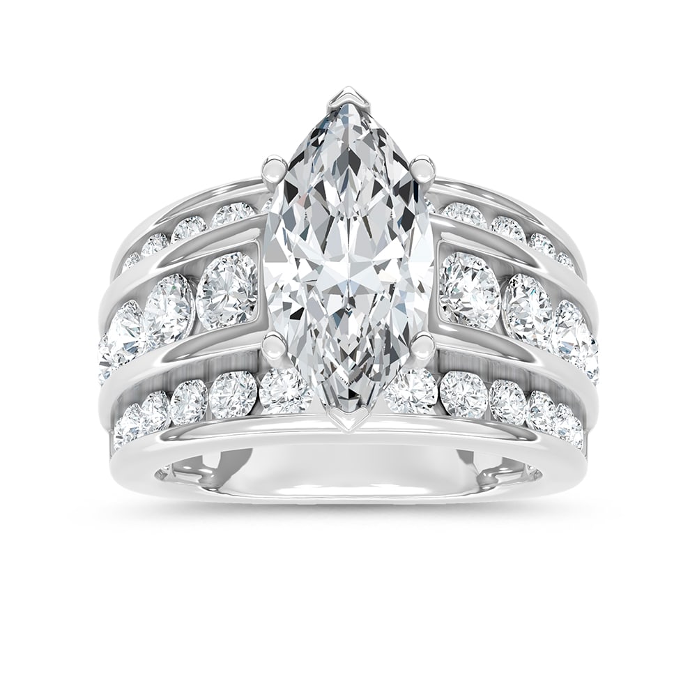14K White Gold Lab Grown Diamond 5 1/2 Ct.Tw. Engagement Ring (IGI Certified Center 3ct) (1 of 4)