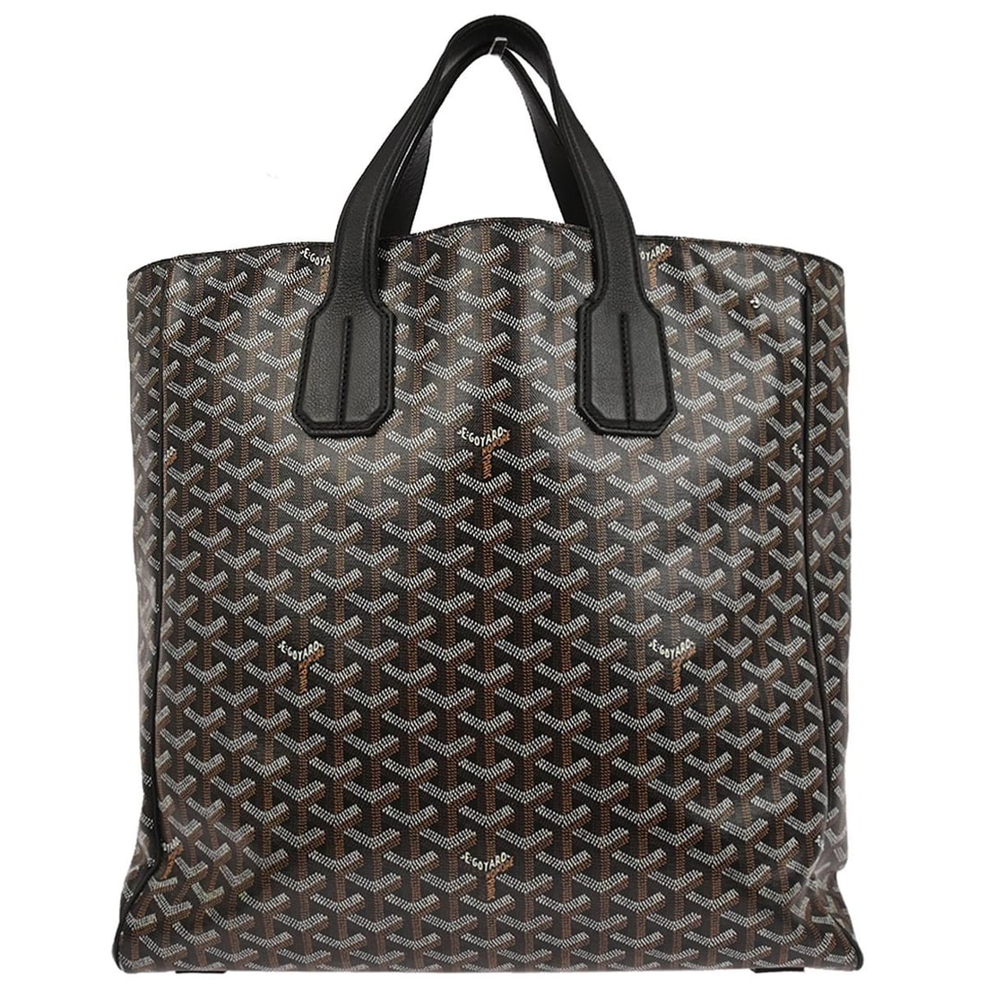 Goyard Sac Voltaire Large Black Coated Canvas Leather Tote Bag: Goyard Sac Voltaire Large Black Coated Canvas Leather Tote Bag This Goyard Sac Voltaire tote handbag is crafted from coated canvas and leather with a black exterior. Designed in a large size, it featu