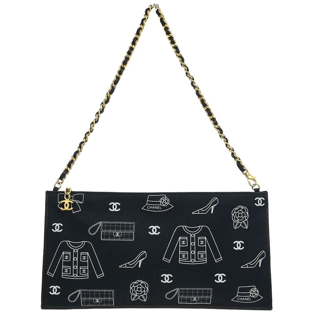 Chanel Navy Canvas Top Handle Handbag Made in Italy: Chanel Navy Canvas Top Handle Handbag Made in Italy Elevate your casual outing with this stylish Chanel Navy Canvas Icon Chain Handbag. Crafted in Italy, this small top handle bag features a rich navy