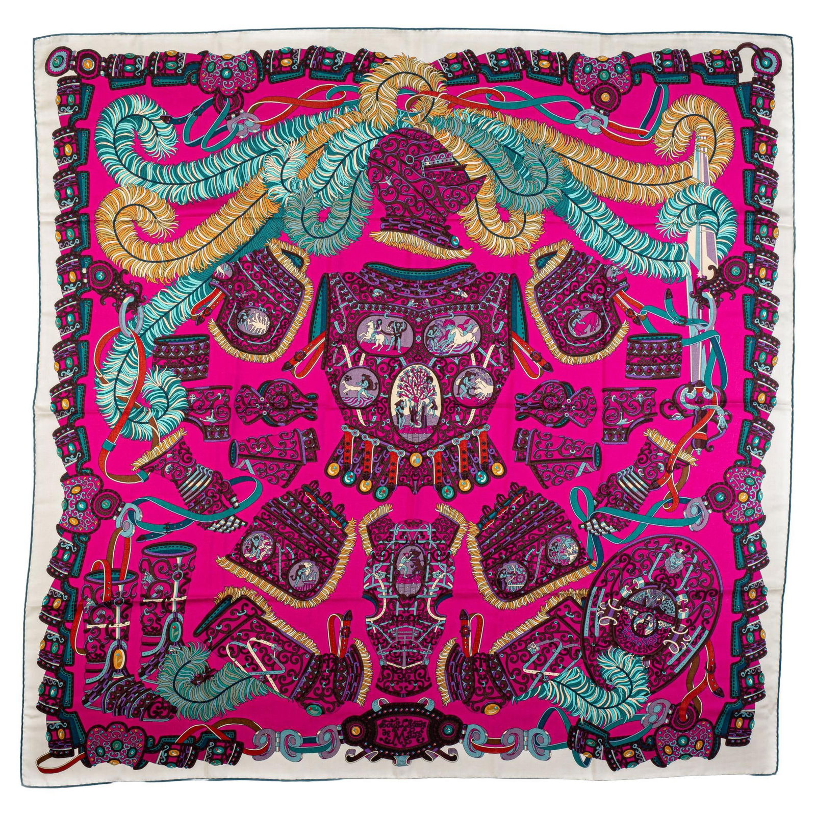 Hermes Sous l'egide de mars Cashmere Silk Shawl 54" Square (1 of 6)