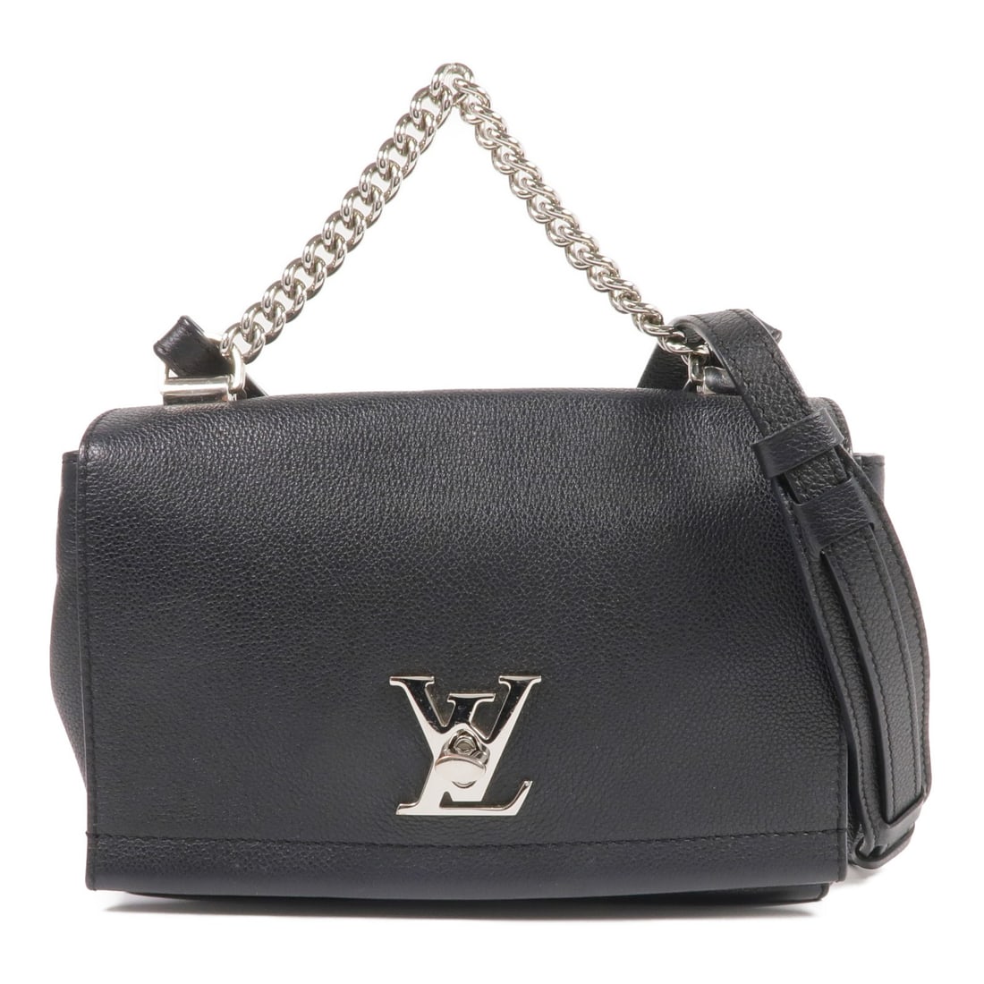 LOUIS VUITTON Lockme II BB 2Way Black Calfskin Shoulder Bag: LOUIS VUITTON Lockme II BB 2Way Black Calfskin Shoulder Bag This elegant LOUIS VUITTON Lockme II BB 2Way Shoulder Handbag is crafted from luxurious black calfskin leather, showcasing the brand's signa