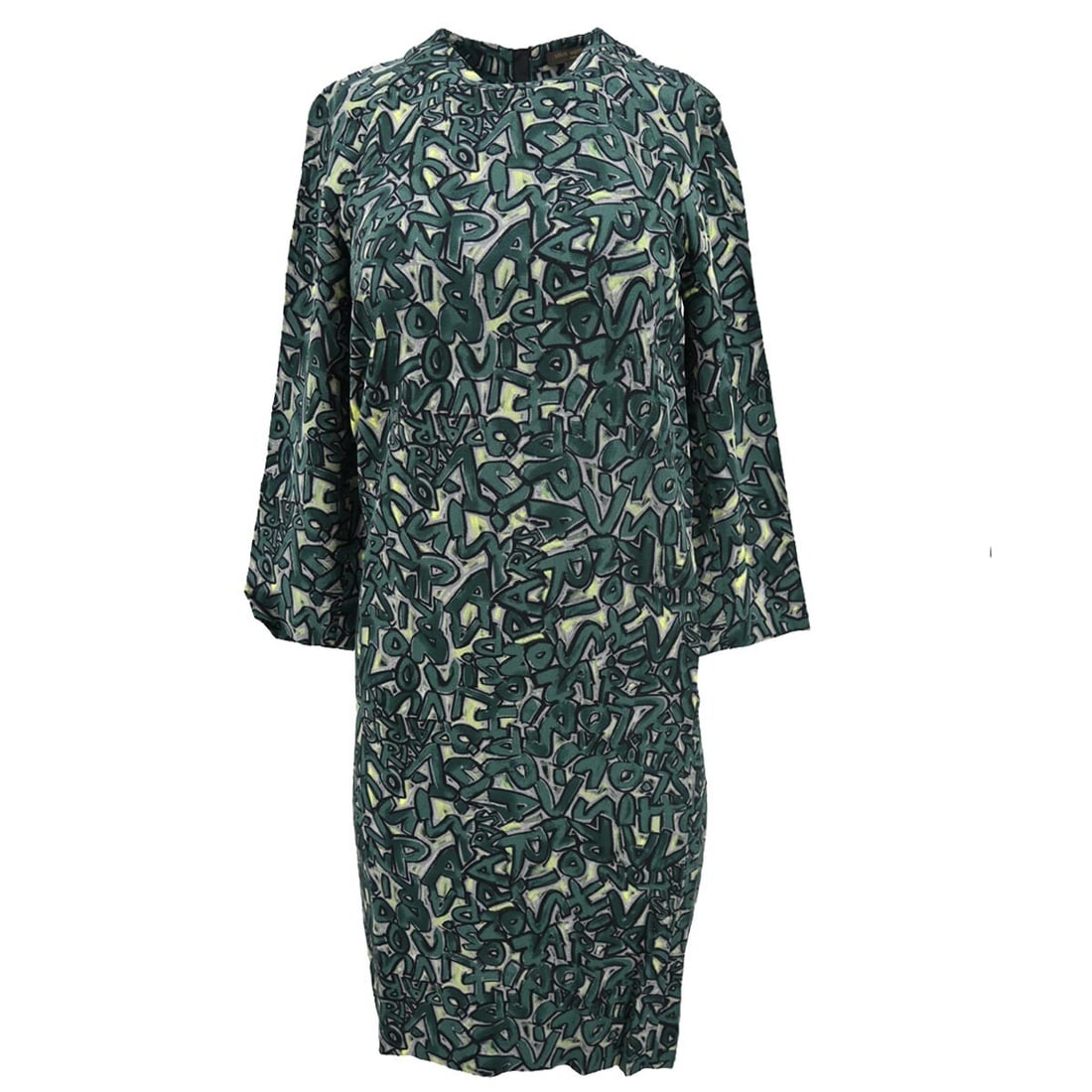 Green A-Line Louis Vuitton Knee Length Long Sleeve Dress Size 34 (1 of 10)