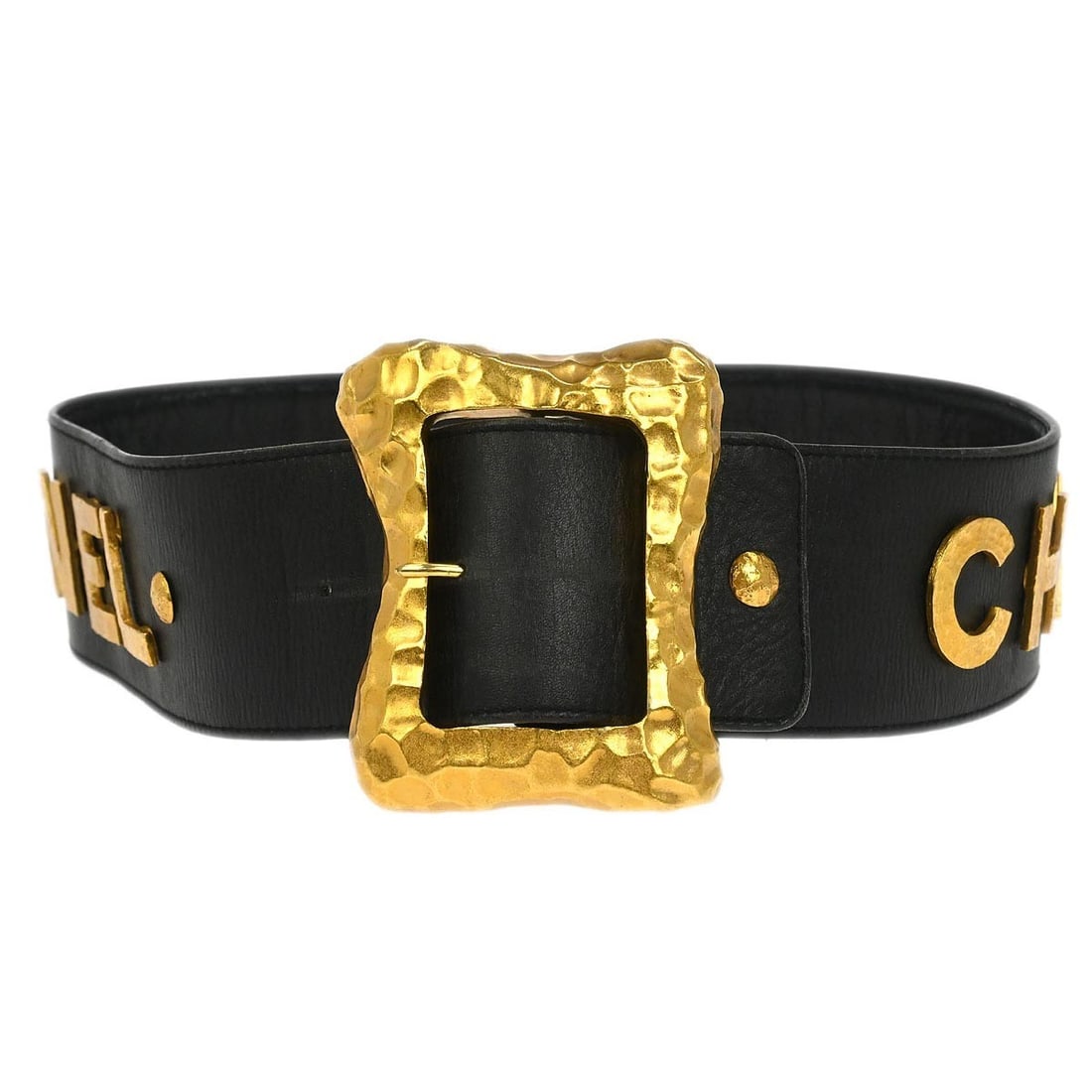 Black Leather Adjustable Waist Belt Chanel 70 28 France (1 of 7)