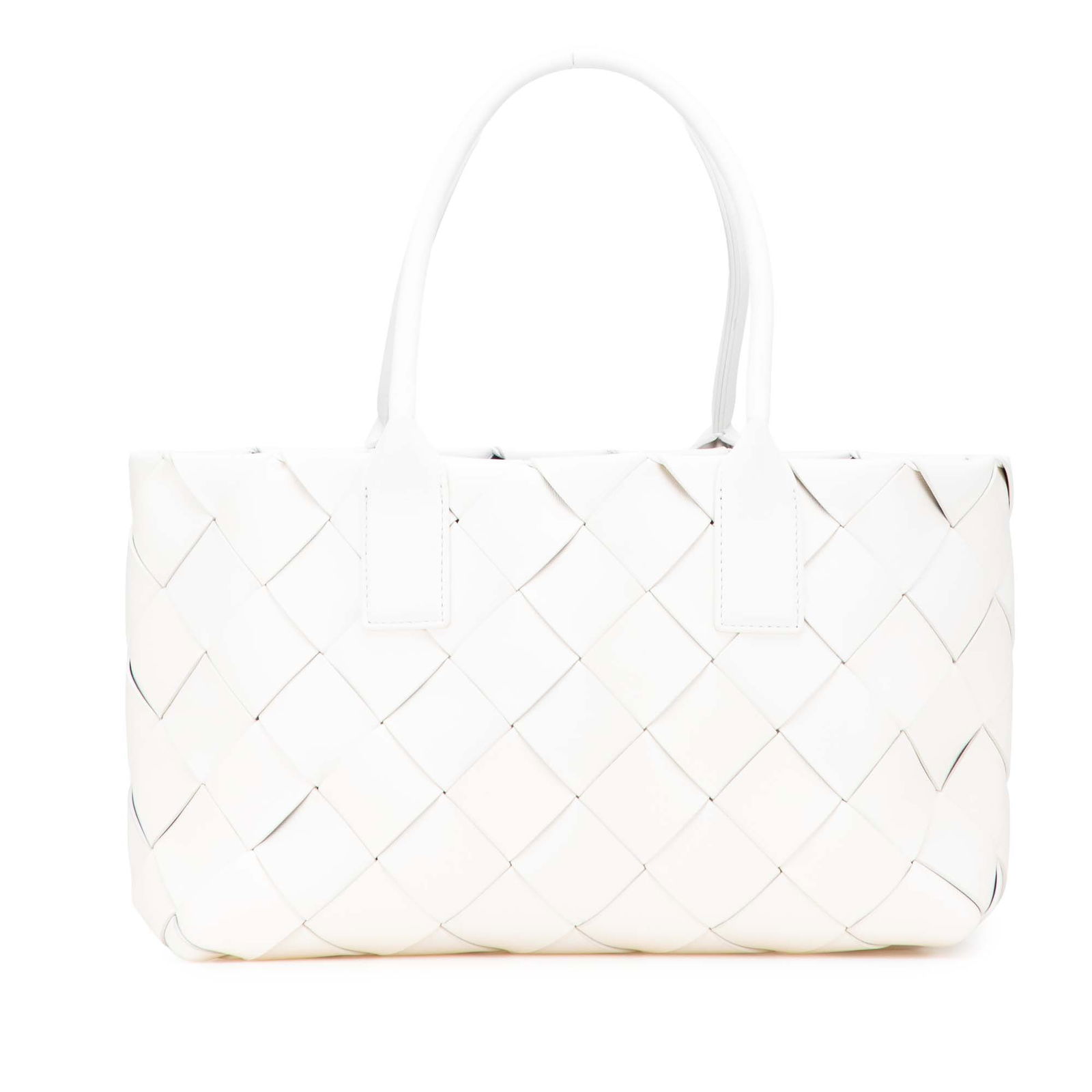 Bottega Veneta White Lambskin Intrecciato Cabat Tote with Dust Bag: Bottega Veneta White Lambskin Intrecciato Cabat Tote with Dust Bag The Bottega Veneta Small Lambskin Intrecciato Cabat Tote is a luxurious accessory crafted from woven lambskin leather, showcasing a s