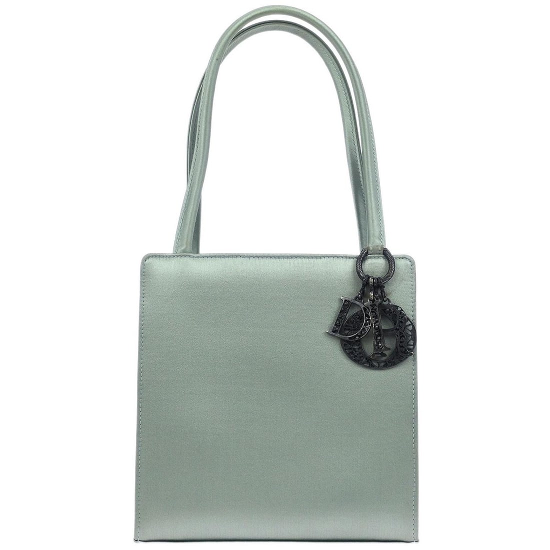 Christian Dior Mint Green Satin Saddle Bag by John Galliano: Christian Dior Mint Green Satin Saddle Bag by John Galliano This exquisite Christian Dior handbag, designed by John Galliano, features a stunning mint green satin exterior and is styled as a mini sadd